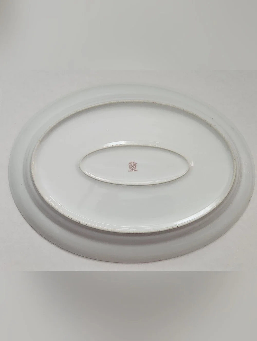 VTG Noritake Oval Serving Platter White Gold Trim Morimura Brothers Japan